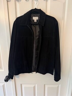 Vintage Concepts by Claiborne Black Suede Leather Jacket S Y2K Minimalist